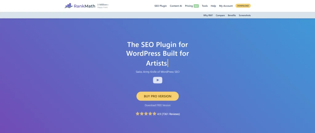 Rank Math SEO plugin settings in WordPress dashboard