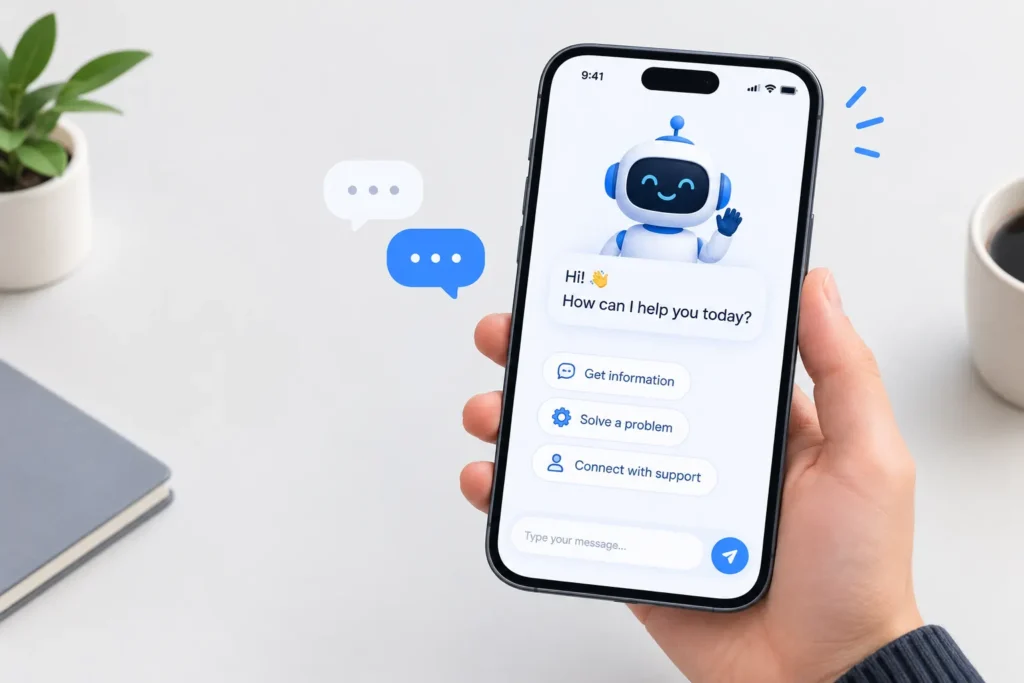 AI chatbot answering customer questions automatically